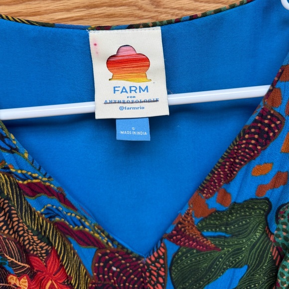 Farm for Anthropologie (Farm Rio) Blue Pattern Dress (sz Small) - Picture 7 of 8